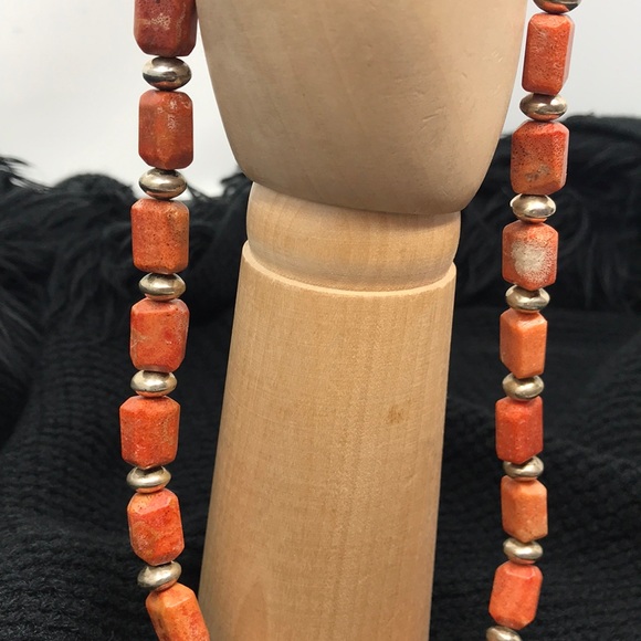 Coral and silver necklace